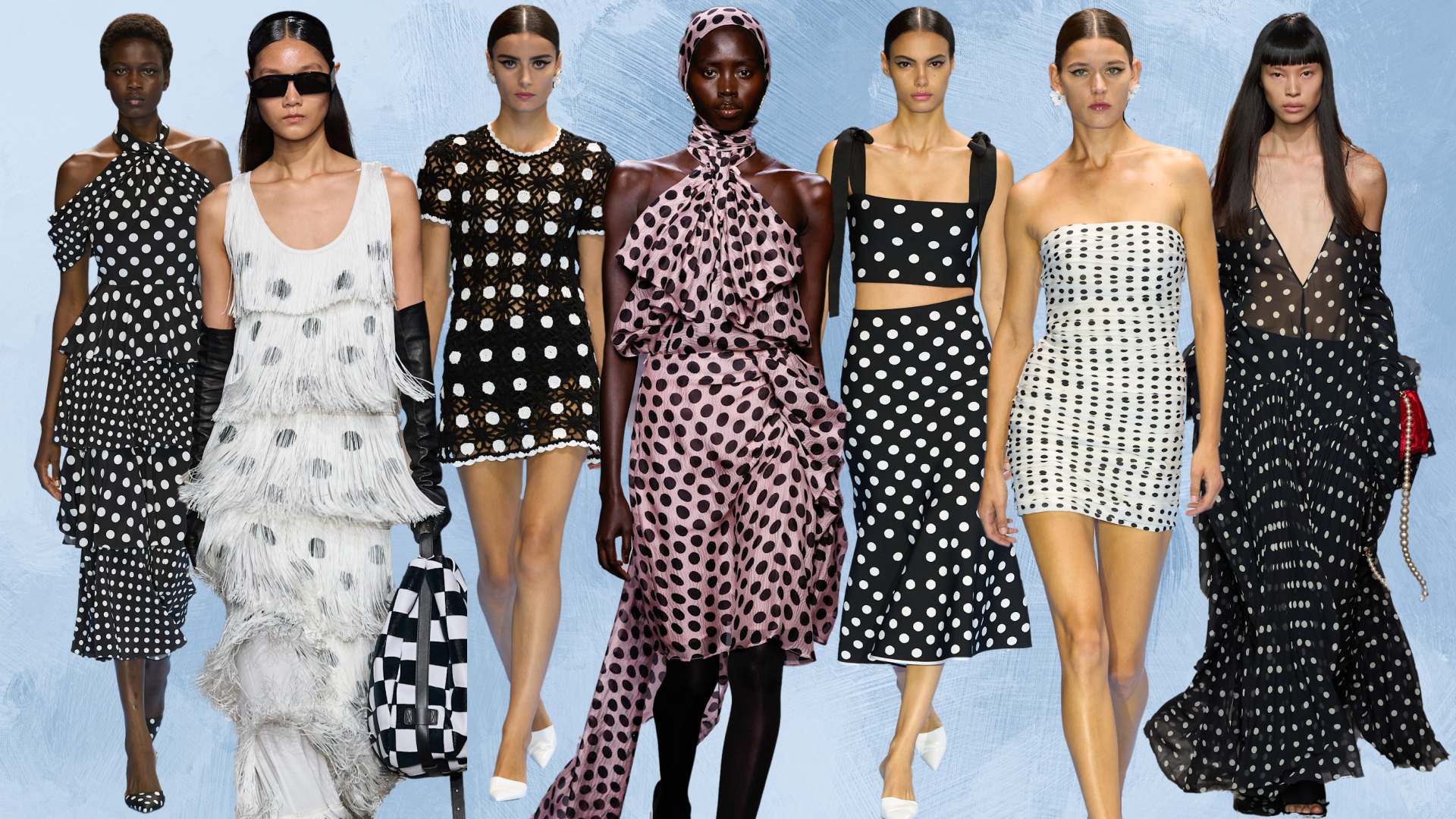 collage of women wearing polka dots