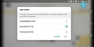 LG G6 app scaling setting in a game