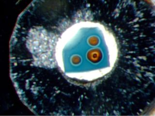 a view of a diamond cell of the mineral ringwoodite