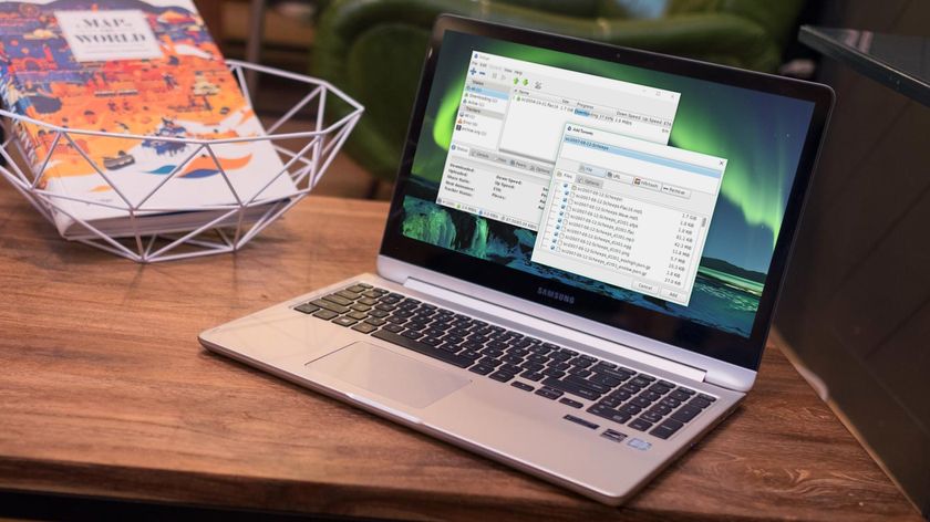 Torrent client running on a laptop