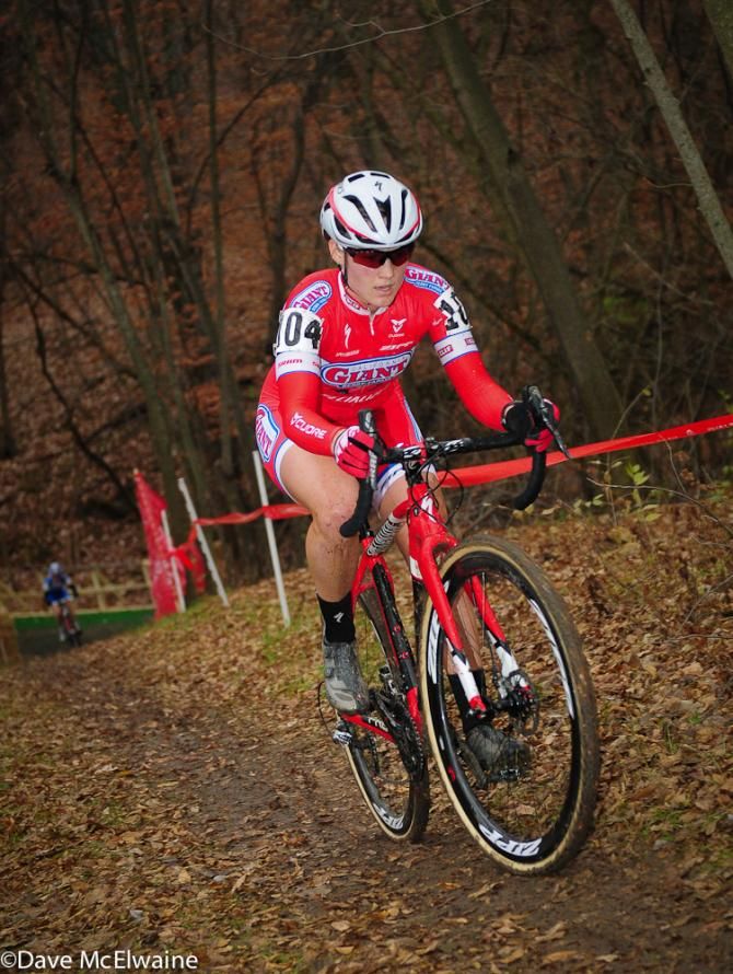 Elle Anderson (Cal Giant Berry Farms/Specialized) riding in second place