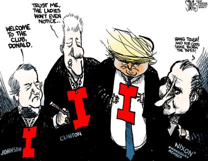 Political Cartoon U.S. Trump Impeached Presidents Club