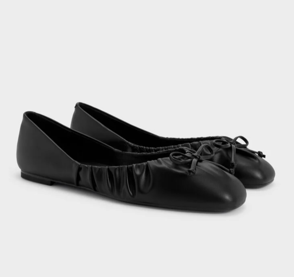 Charles &amp;amp; Keith, Ruched Bow Ballet Flats