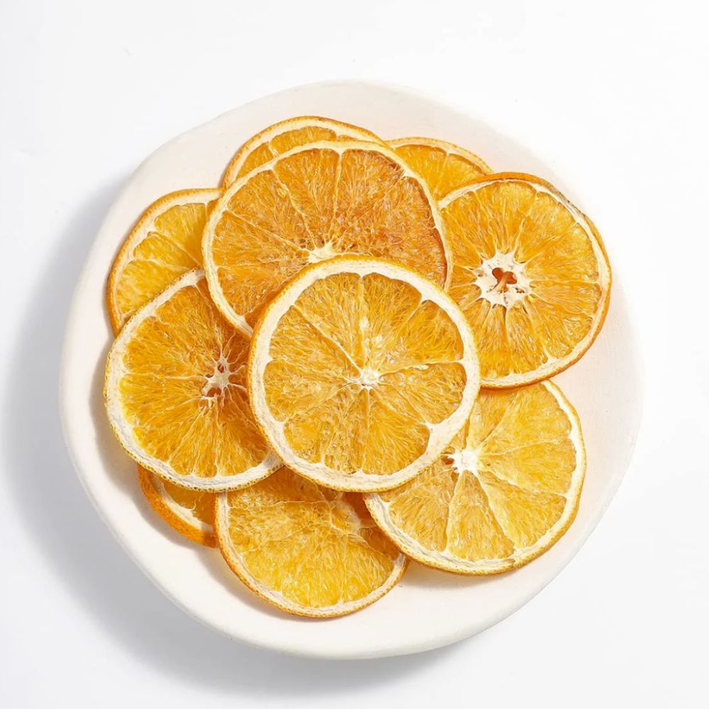 Dried orange slices on a plate