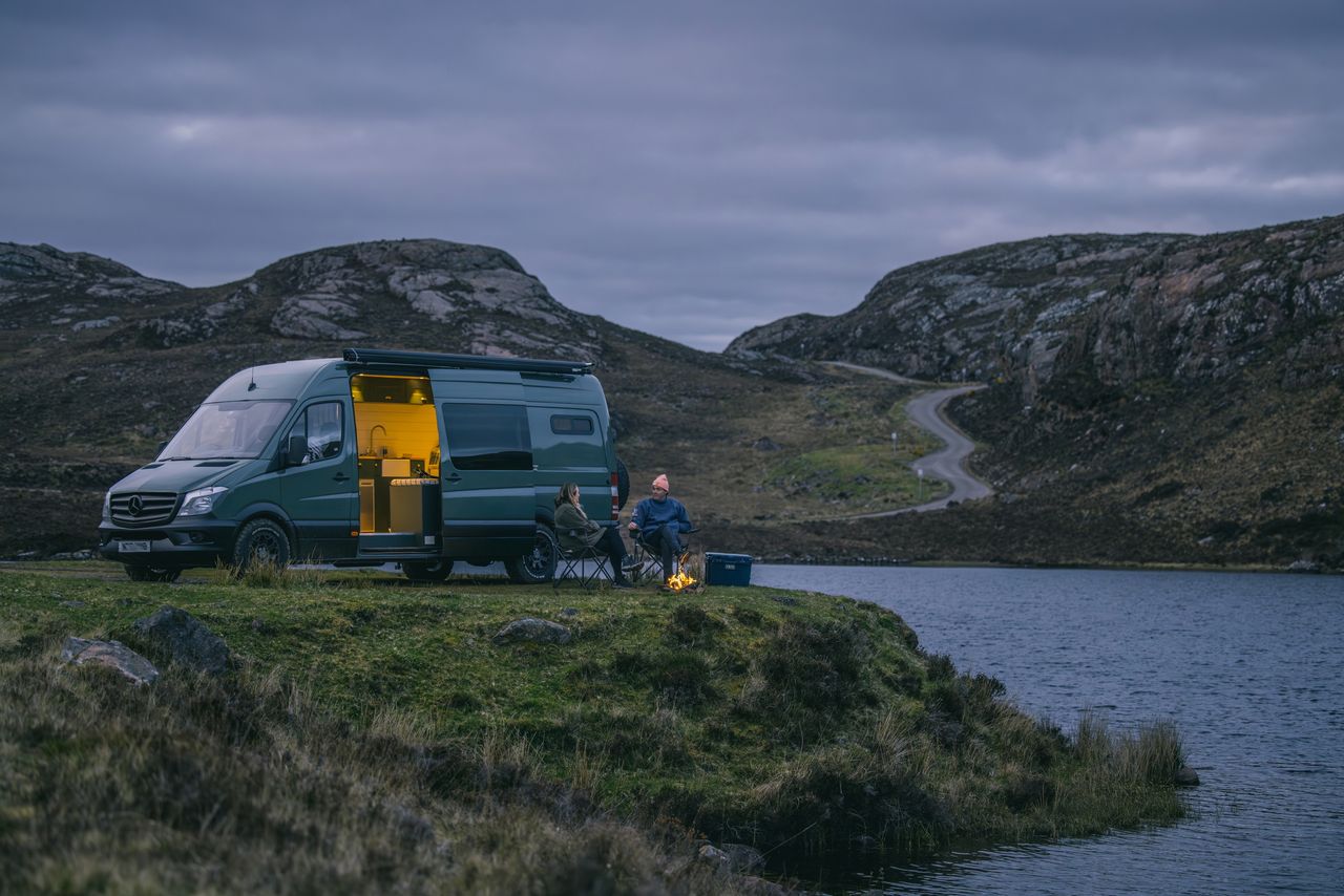 A Wingbeat camper in its natural habitat — in the wilderness of Scotland.