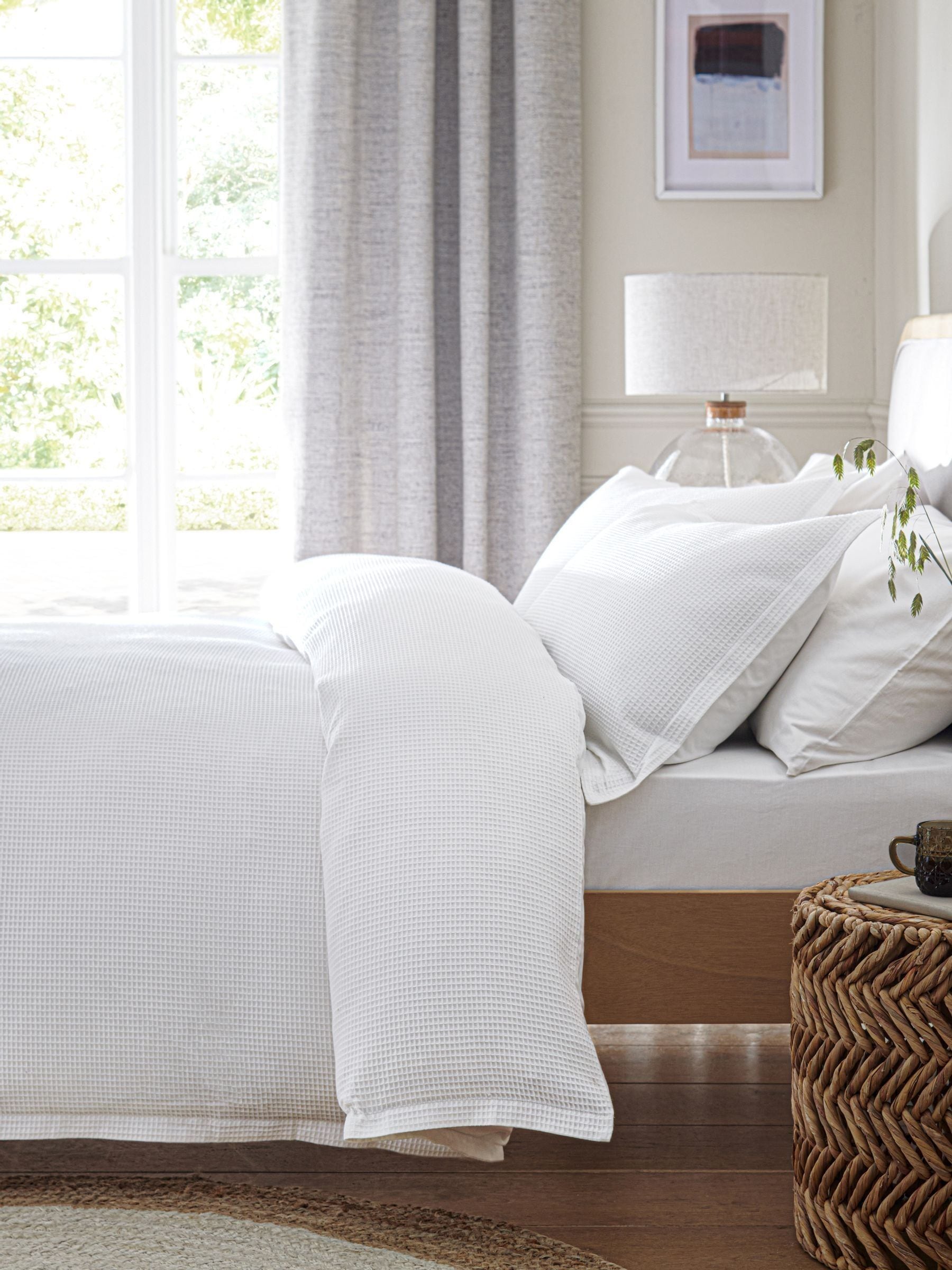 White Waffle Duvet Cover and Pillowcase Set
