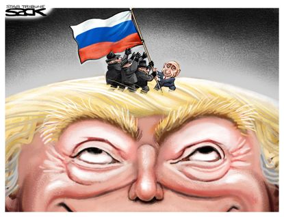 Political cartoon U.S. Trump Putin Helsinki summit Russia investigation