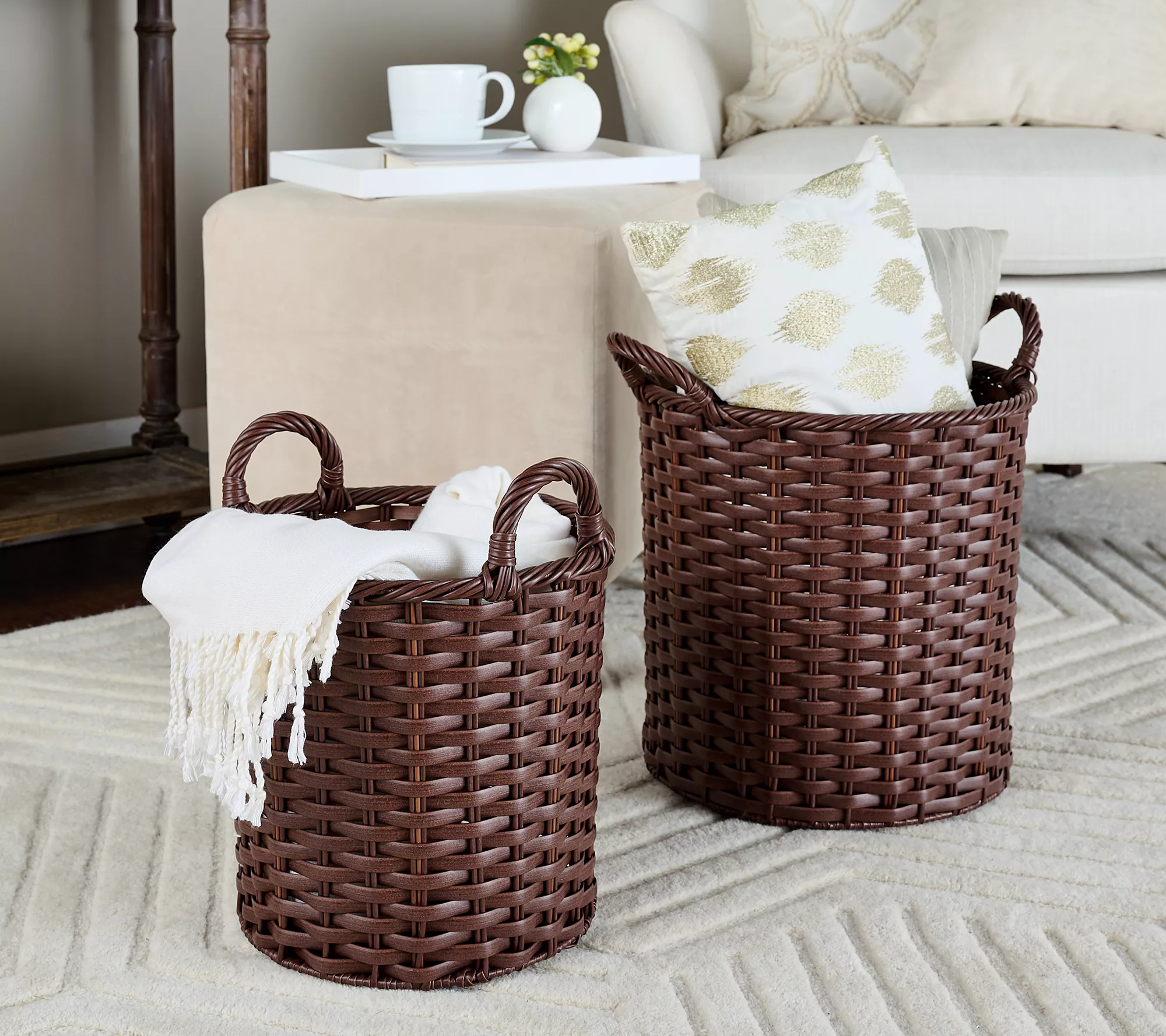 Cella Set of 2 Entryway Polyrattan Baskets