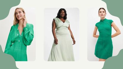 Composite image of the best green dresses from Maje, ASOS and Karen Millen