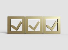 Checkmarks in three gold boxes