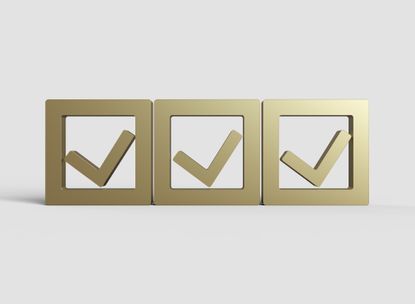 Checkmarks in three gold boxes