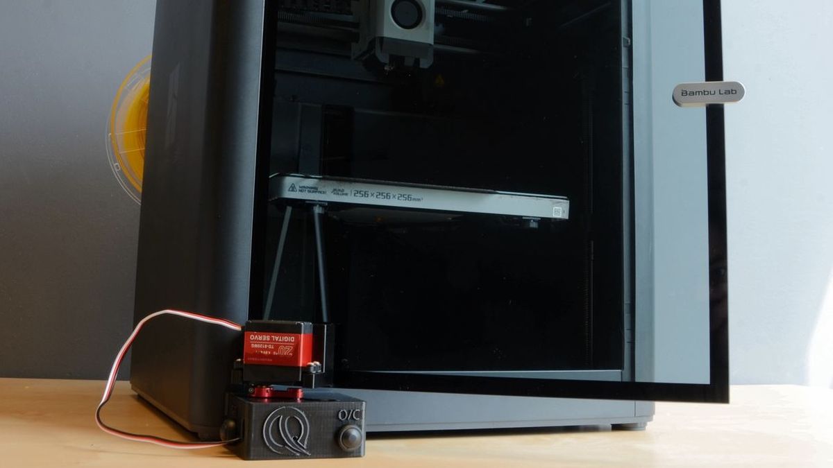 New auto ejection tool for Bambu Lab print farms automatically ejects finished 3D prints from the machine — $129 kit includes auto door opener and special bed surface for frictionless part ejection