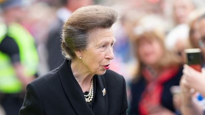Princess Anne appears in Glasgow to view floral tributes to the Queen on September 15th 2022. 