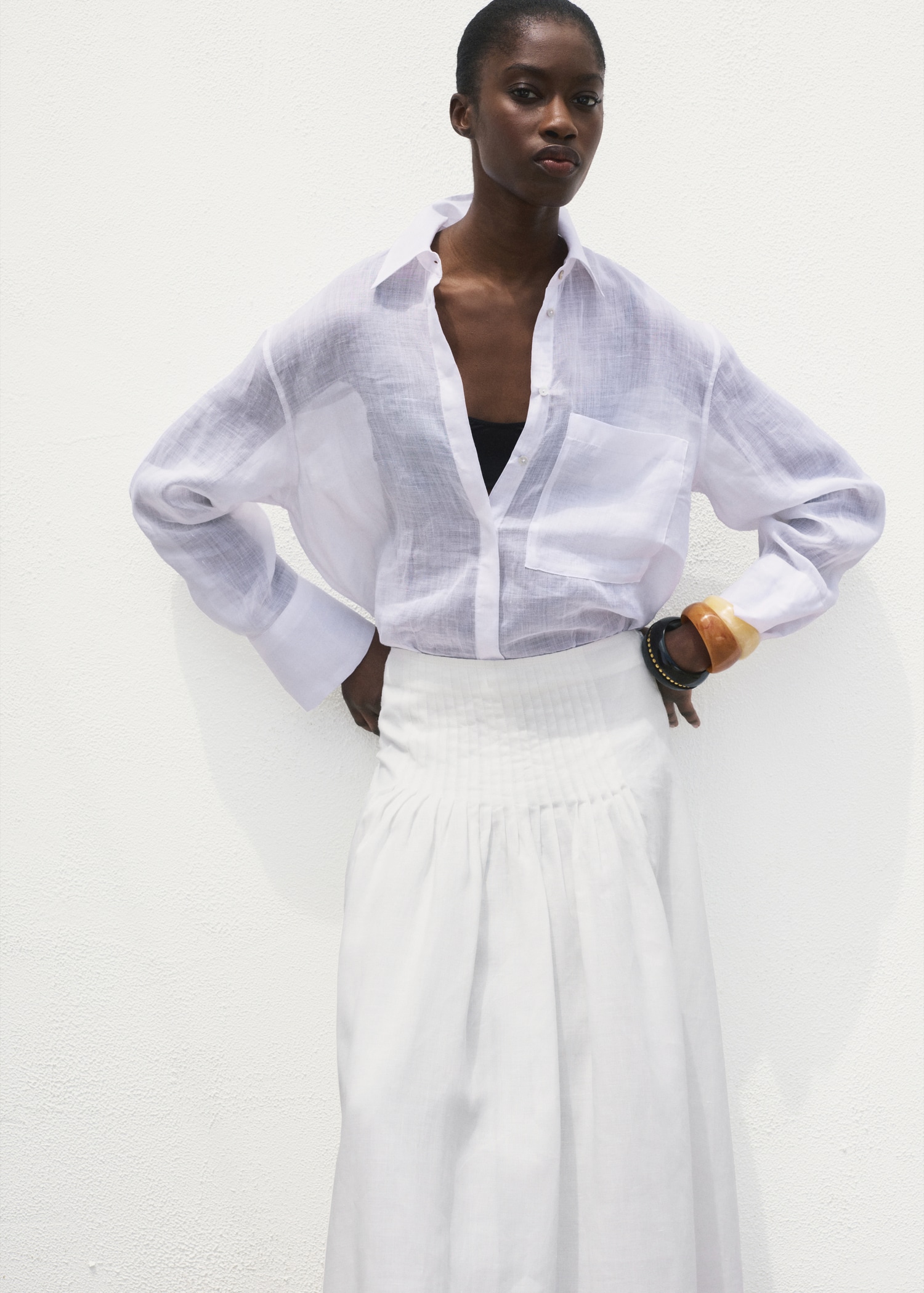 Ramie Pleated Skirt - Women | Mango Usa