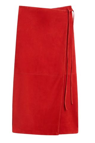 Suede Leather Pareo Skirt