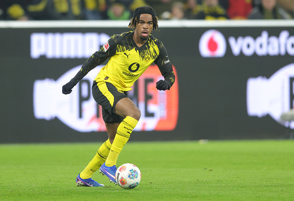 DORTMUND, GERMANY - FEBRUARY 1: Carney Chukwuemeka of Borussia Dortmund BVB plays the ball during the Bundesliga match between Borussia Dortmund and 1. FC Heidenheim 1846 at Signal Iduna Park on February 1, 2026 in Dortmund, Germany. (Photo by J&amp;uuml;rgen Fromme - firo sportphoto/Getty Images)