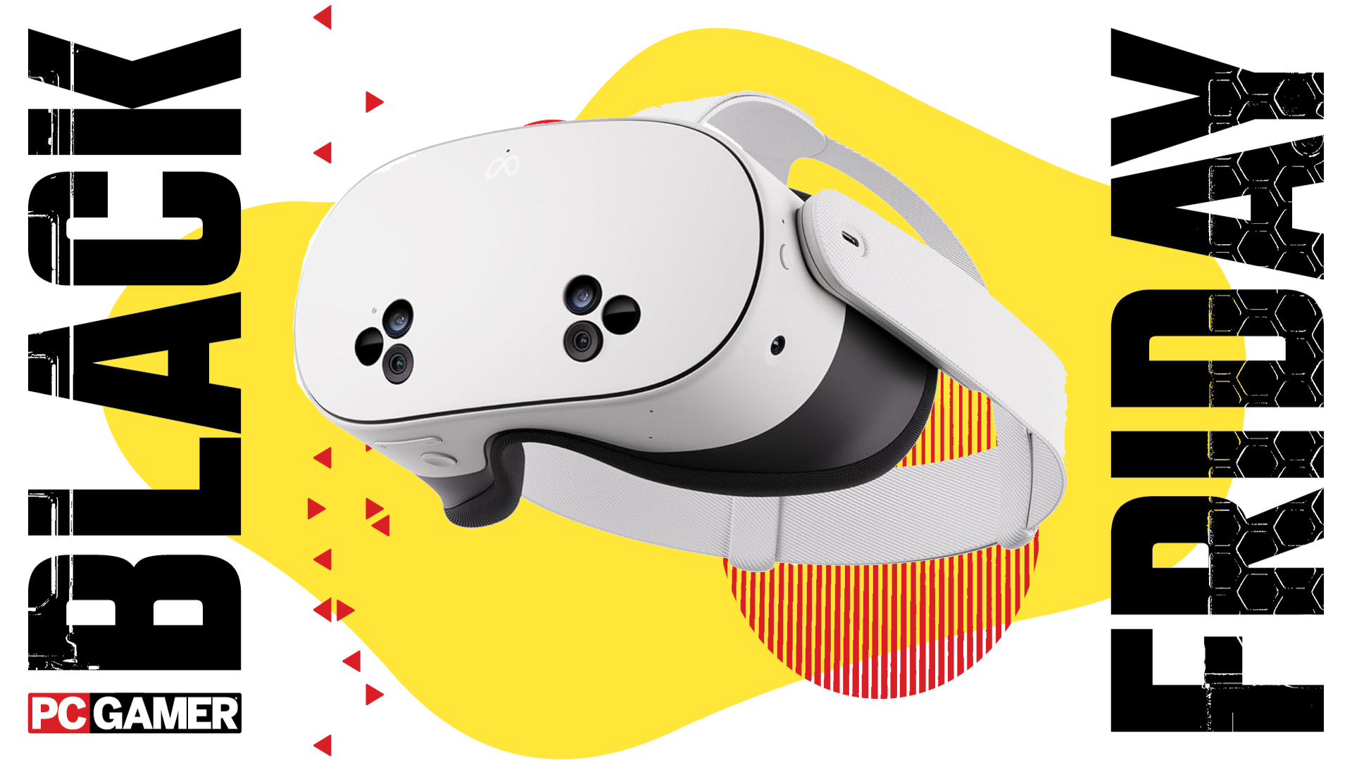 The Meta Quest 3S VR headset floats in the funky Black Friday deal void.