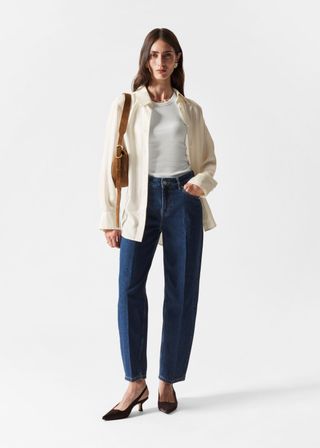 Cropped Barrel-Leg Jeans