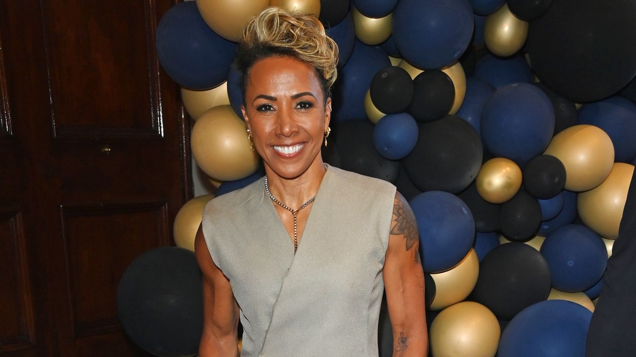 Dame Kelly Holmes attends the press night performance of "The Comedy About Spies" at The Noel Coward Theatre