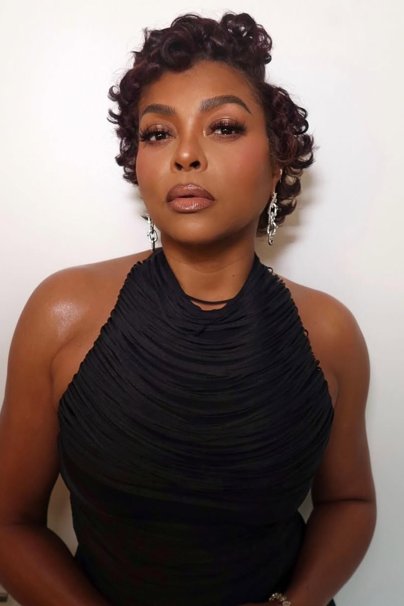 Taraji P Henson with a curly bixie cut.