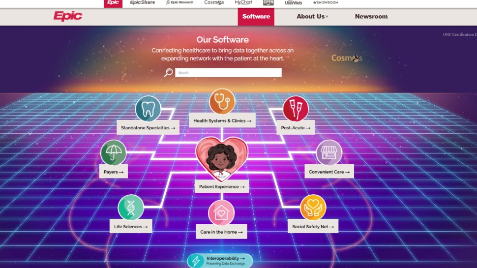 Website screenshot of Epic (March, 2026)