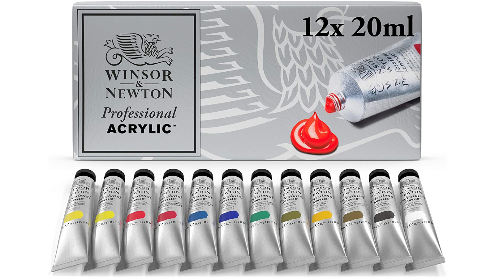 A set of Winsor and Newton Professional acrylic paints