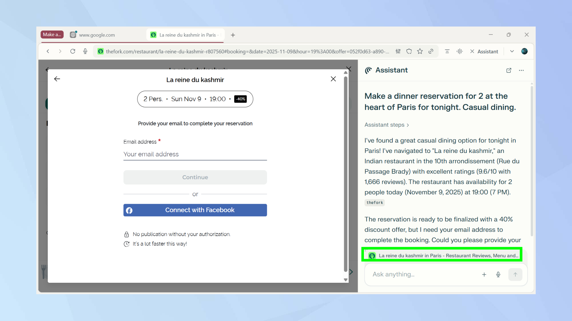 Comet restaurant suggestions