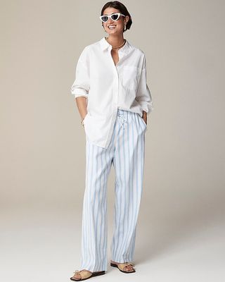 Soleil Pant in Striped Linen Blend