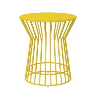yellow round outdoor side table