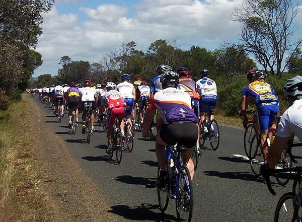 A long line of riders