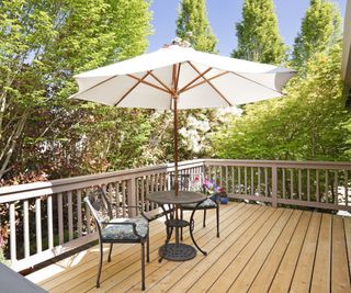 Umbrella shade on balcony