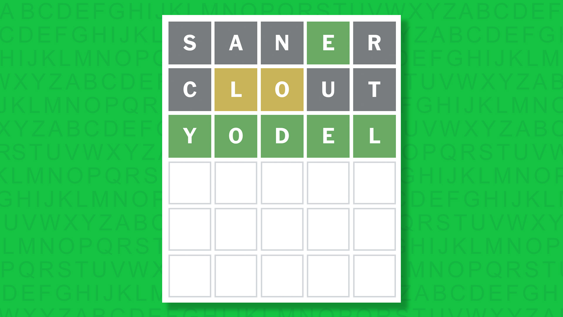 NYT Wordle answer for game 1941 on a green background