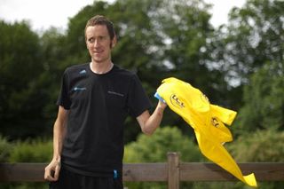 Bradley Wiggins poses with his work day shirt