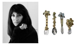 Portrait of Elhanati designer Orit with jewelled cutlery collaboration