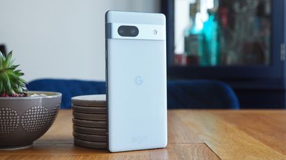 The Google Pixel 7a viewed from the back