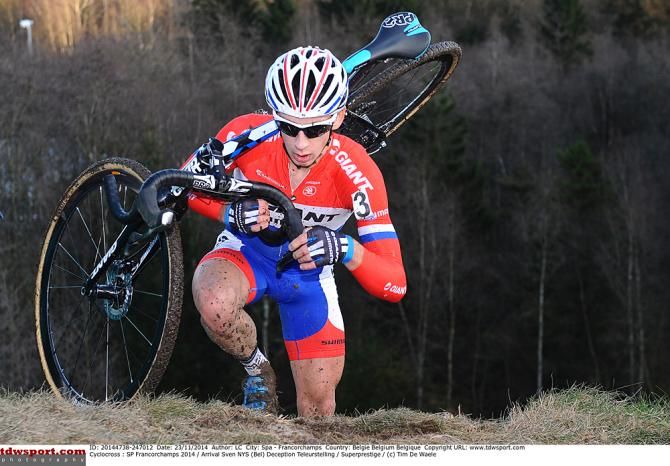 Lars Van Der Haar (Giant-Shimano Development Team) muscles over the steep run-up