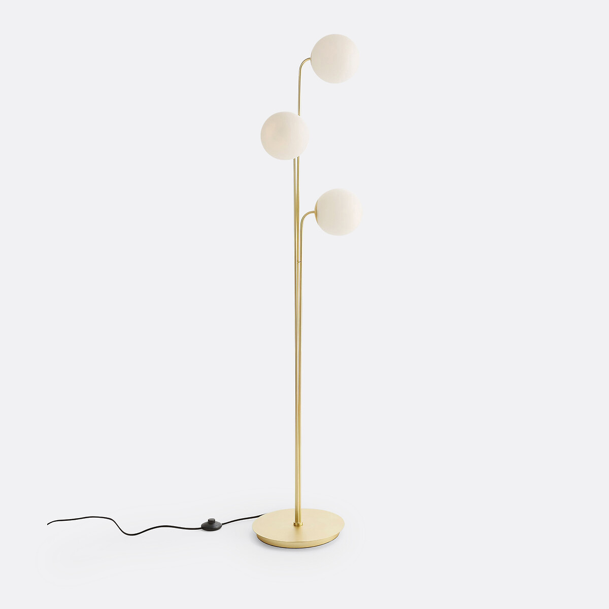 Moricio Brass &amp;amp; Opaline Glass Floor Lamp