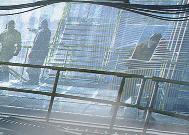 Detail from a piece of digital art showing a hidden control room