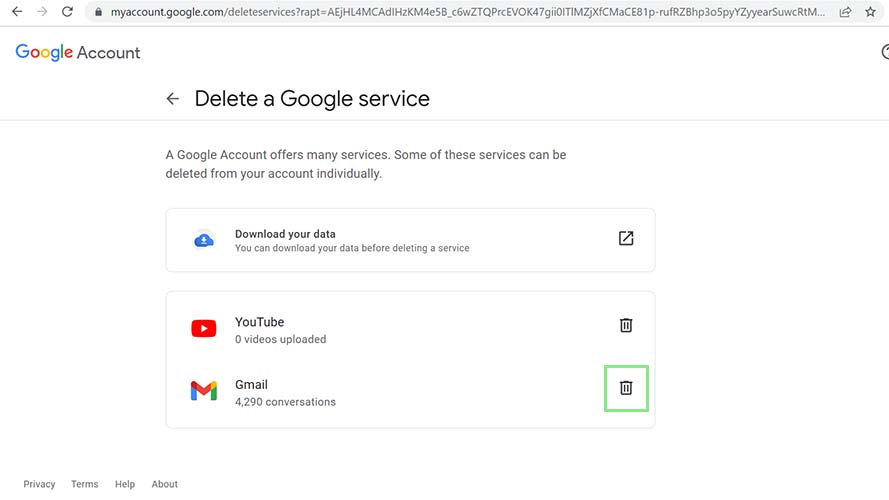 How to delete a Gmail account