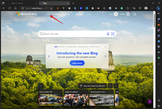 Microsoft Bing homepage viewed in Edge browser