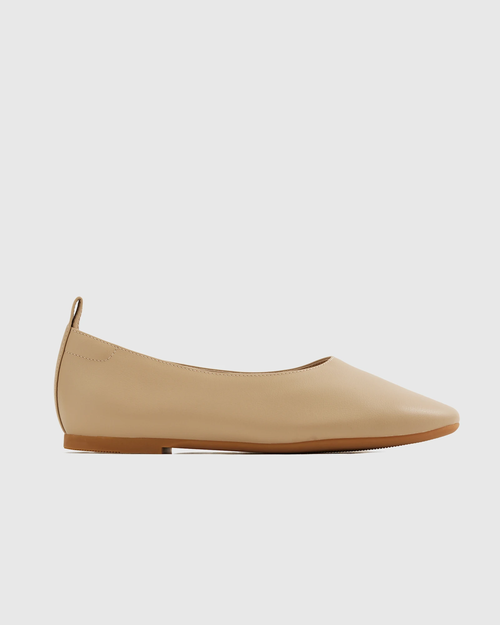 Italian Leather Glove Ballet Flats in Almond