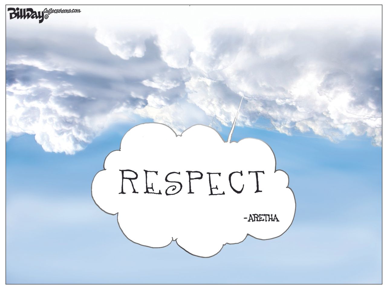 Editorial cartoon U.S. Aretha Franklin respect obituary clouds heaven queen of soul