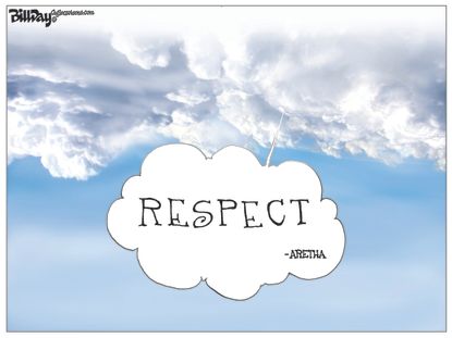 Editorial cartoon U.S. Aretha Franklin respect obituary clouds heaven queen of soul