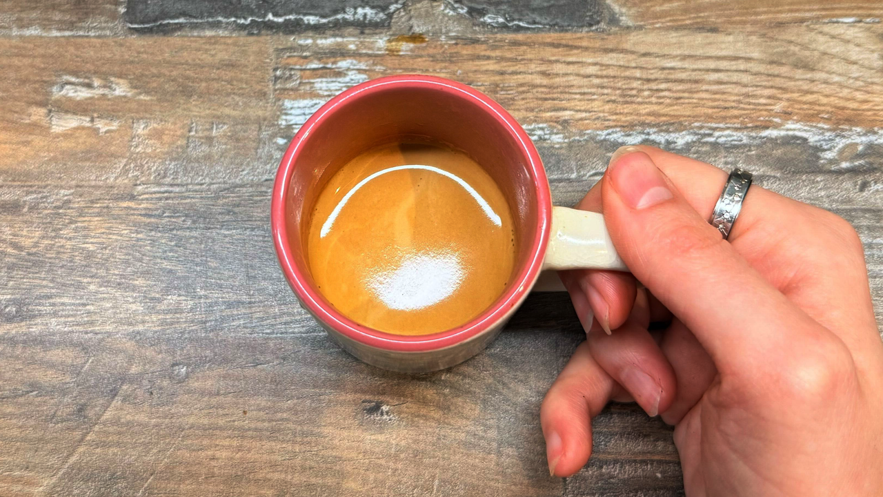 a photo of an espresso made on the breville bambino / sage bambino