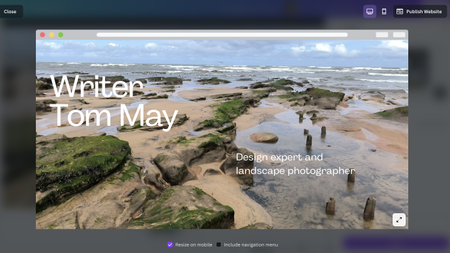 Preview of website featuring coastal scene