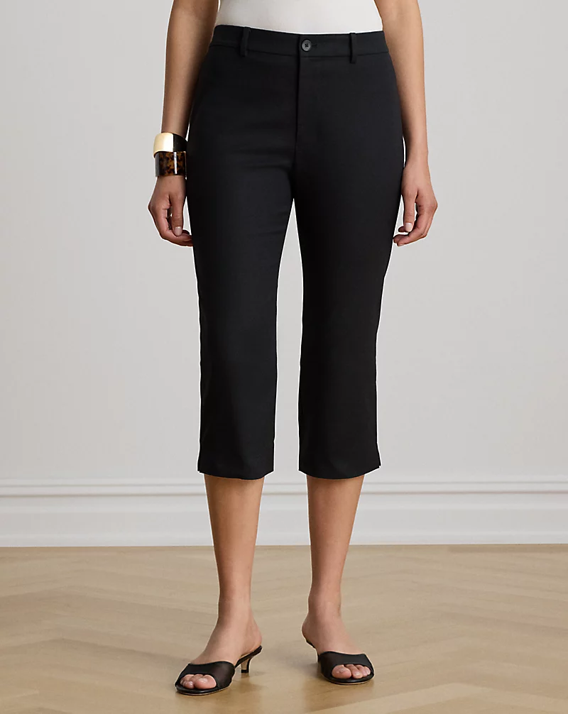 Double Faced Stretch Cotton Capri Pant