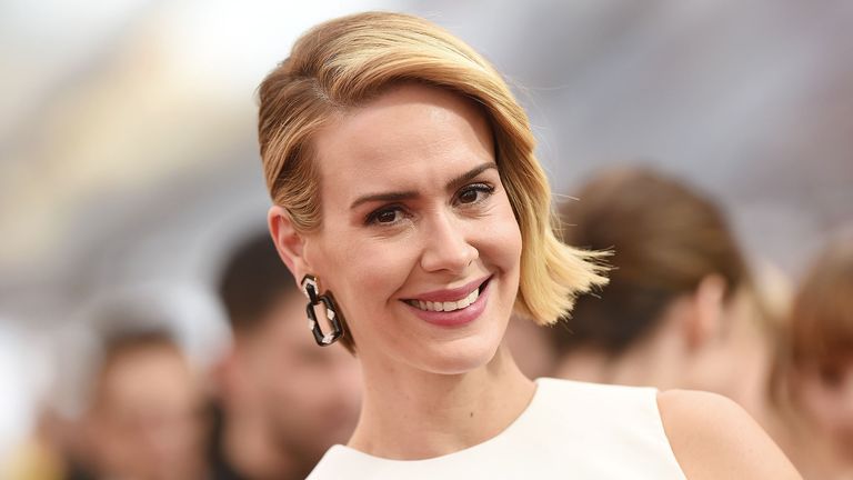 American horror story double feature, Actress Sarah Paulson arrives at the 21st Annual Screen Actors Guild Awards at The Shrine Auditorium