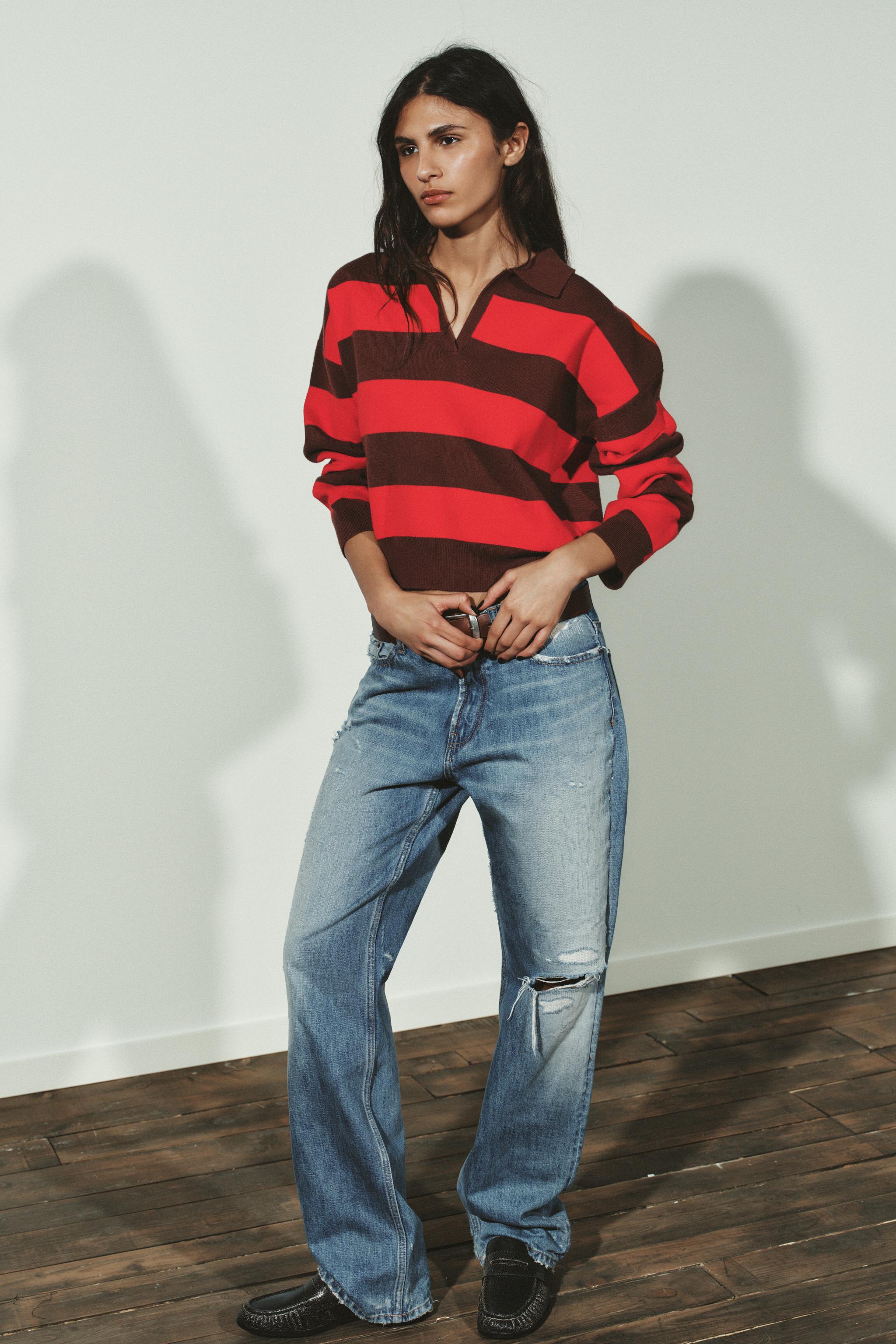 Striped Knit Polo Shirt