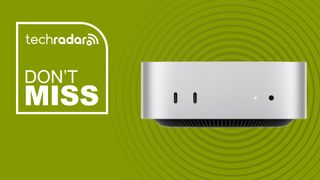 Mac mini M4 on a green background