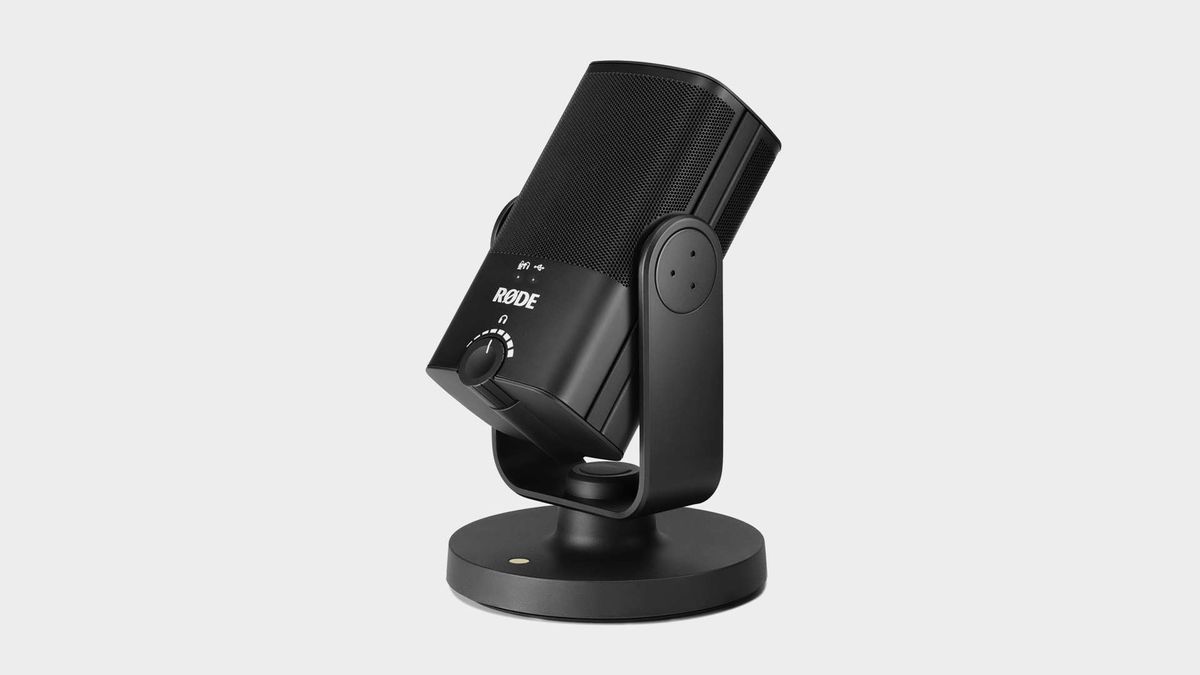 The Rode NT USB mini from various angles on grey